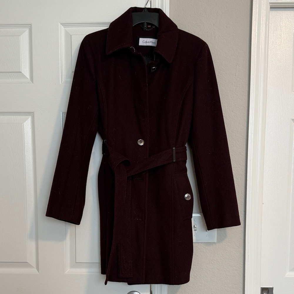 Calvin Klein Women's Dark Burgundy Trench Coat